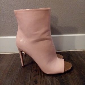 SEXY Light Pink Patent Peep Toe Booties